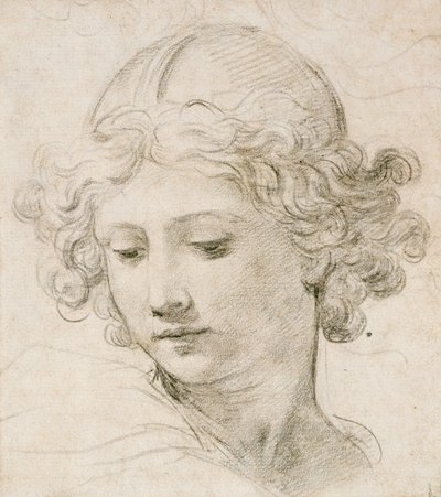 Hlava anděla, dívá se dolů doleva od Pietro da Cortona