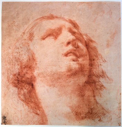 Studie hlavy ženy vzhlíží, 17. století od Pietro da Cortona