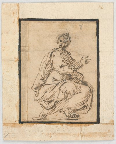 Stránka skicáře: Alegorická figura od Pietro da Cortona