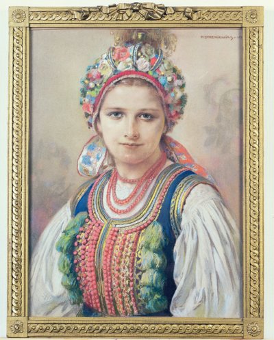 Krakovská nevěsta, 1917 (pastel na kartonu) od Piotr Stachiewicz