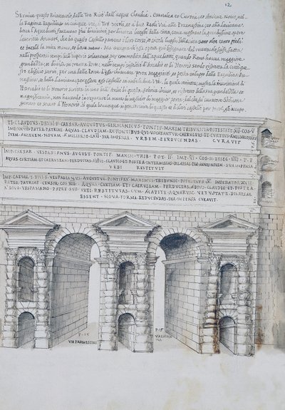 Porta Maggiore v Římě, kresba, z římských starožitností, Pirro Ligorio (1513-1583) od Pirro Ligorio