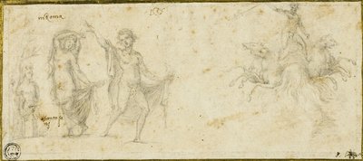 Skici po Antique: Bacchic Revels; Neptun ve svém voze od Pirro Ligorio