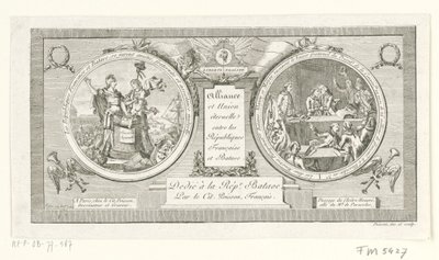 Medaillon op de Alliantie tussen de Franse en de Bataafse Republieken, 1795 Aliance a Věčná unie mezi Francouzskou a Batavskou republikou (název na předmět) od Poisson