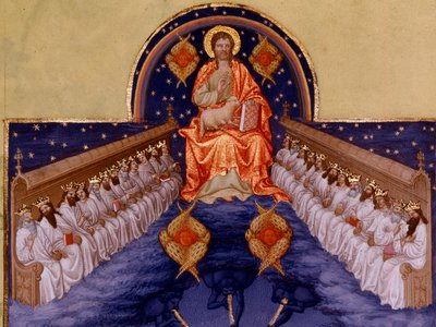 Svatý Jan a Patmos. “” Miniatura v “” Velmi bohaté hodiny vévody z Berry”” od Pol De Limburg (15. století). Chantilly, Musee Conde od Pol de Limbourg