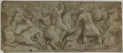 Bitva Amazonek od Polidoro da Caravaggio