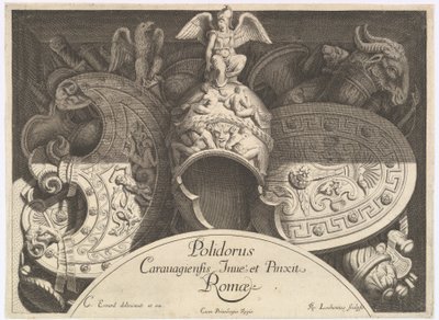 Divers Trophées Weapon Trophy po fasádě Palazzo Milesi v Římě, 1651 od Polidoro da Caravaggio