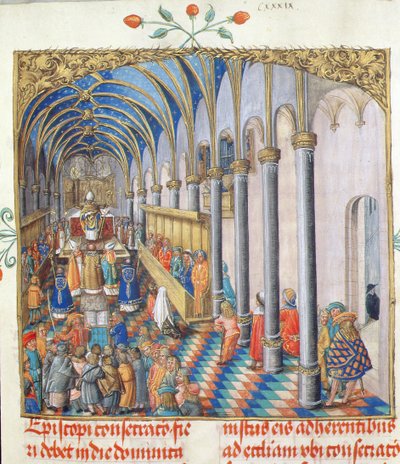 Svěcení biskupa z pontifikálu biskupa Erasma Cioleka, asi 1510 (tempera a zlato na pergamenu) od Polish School