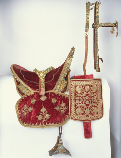 Parade sedlo (textil, stříbro a drahé kameny) od Polish School