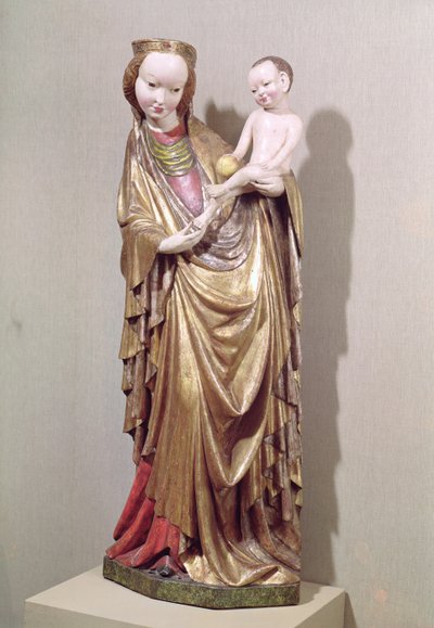Panna a dítě, cca 1400 (polychromované dřevo) od Polish School