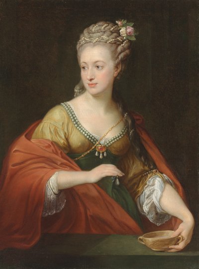 Portrét Alexandry Evtihievna Demidova 1724-1789 s Kleopatrou, počátek 70. let 18. století. od Pompeo Girolamo Batoni