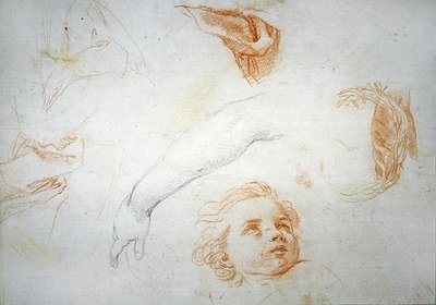 Studie k extázi sv. Kateřiny Sienské (červená a černá křída na papíře) od Pompeo Girolamo Batoni