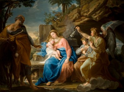 Zbytek na útěku do Egypta, kolem 1740-49 (olej na plátně) od Pompeo Girolamo Batoni