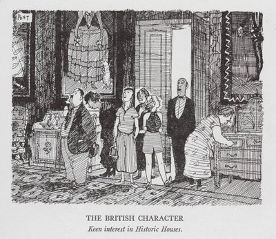 Britský charakter, zájem o historické domy (litografie) od Pont (1908 40)