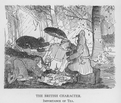 Britský charakter, význam čaje (litho) od Pont