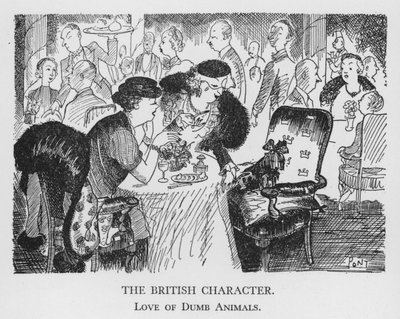 Britský charakter, láska k hloupým zvířatům (litografie) od Pont