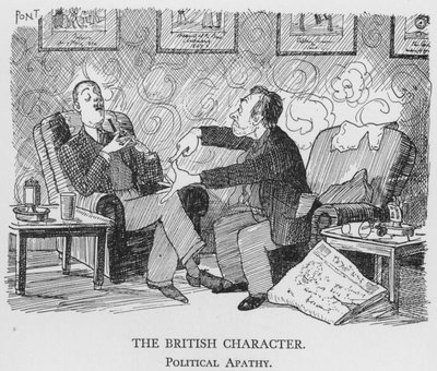 Britský charakter, politická apatie (litho) od Pont