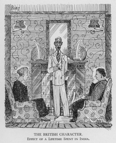 Britský charakter; efekt života stráveného v Indii (litho) od Pont