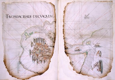 Cotton Tiberius D. IX, ff.36v-37 Cuaquem a Perský záliv, ilustrace z 