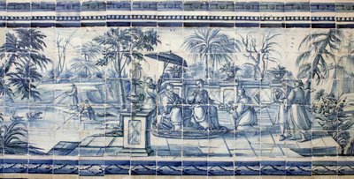 Ochutnávka ovoce u jezera v Asii - Azulejos, malovaná fajáns od Portuguese School