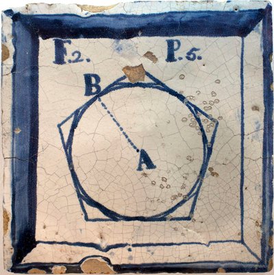 Geometrické schéma pětiúhelníku, Cínová glazovaná kamenina, Lisabon 2. polovina 18. století - Musee national des azulejos, Lisabon (Portugalsko) od Portuguese School
