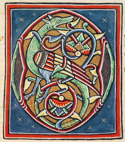 Ms 3089 fol.35r Obydlená iniciála O, 12. nebo 13. století od Portuguese School