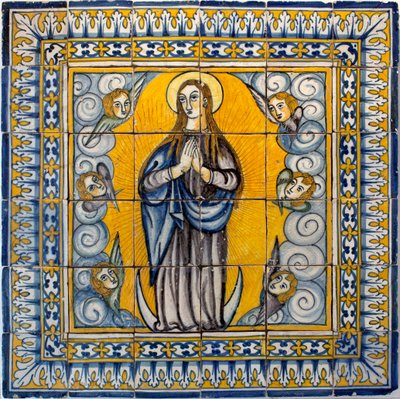 Panny Marie početí - Azulejos de Lisabon (Portugalsko) 1650-1675 (Naše Paní početí, Dlaždice, Lisabon od Portuguese School