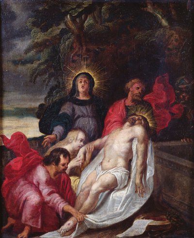 The Entombment of Christ, 1699 (olej na mědi) od Portuguese School