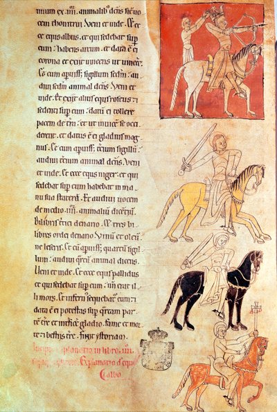 Čtyři jezdci z Apokalypsy, z Apokalypsy St. Jean de Lorvao od Portuguese School