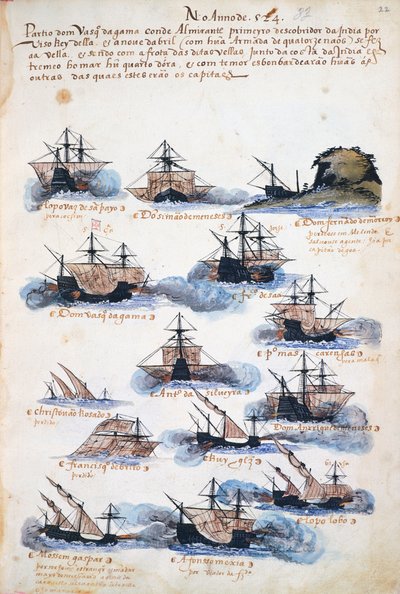 Plavby portugalské expedice Vasco da Gama od Portuguese School