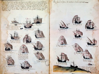válečné lodě. Vzpomínky na armádu Portugalska za krále Manuela I. (1469 - 1521). Rukopis z roku 1505. Paříž. BN od Portuguese School