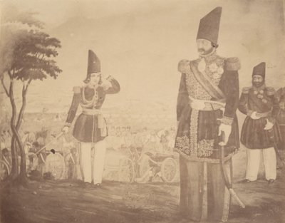 [Perská revue na obraze, který kdysi patřil Ardeshirovi Mirzovi, strýci krále.], 40.–60. léta 19. století. od Possibly by Luigi Pesce.