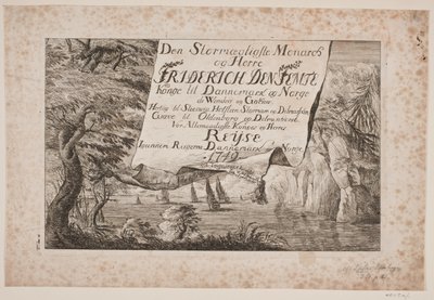 Titulní strana k cestě krále Frederika V. Dánskem a Norskem 1749 od Poul Isac Grønvold
