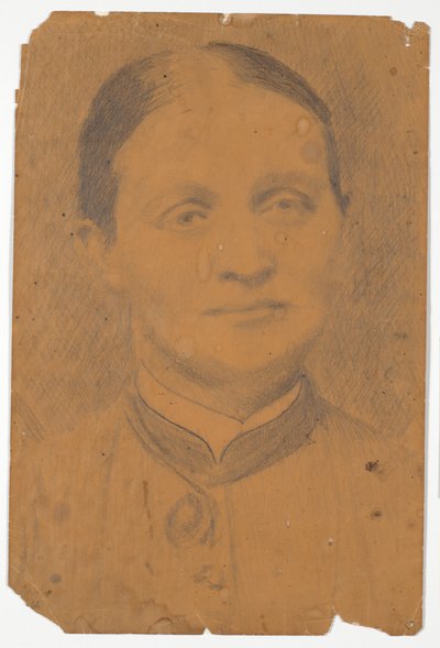 Portrét hlavy. Paní ředitelka střední školy Caroline Knudsenová od Poul S. Christiansen