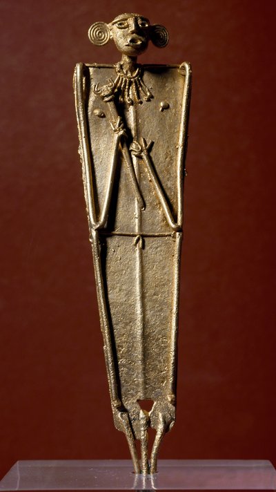 Předkolumbovské umění, civilizace Muisca: soška ženy (Tango) ve zlatě. 15.-17. století. Bogota, Museo de Oro, Kolumbie od Pre Columbian