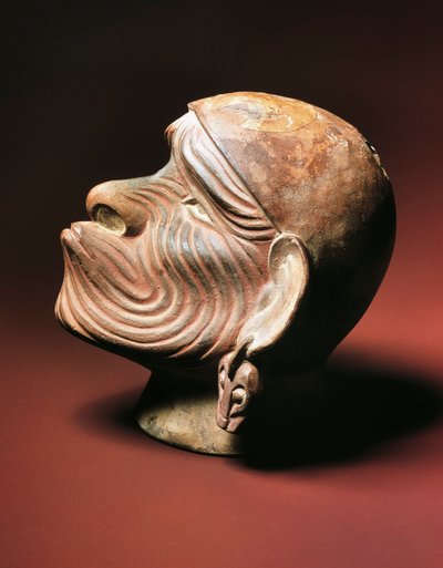 Mužská hlava z Trujilla, kultura Moche, předkolumbovská civilizace, 4-9 století (foto) od Pre Columbian Pre Columbian
