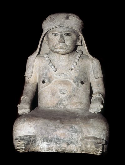 Předkolumbovské umění: stará žena s pokrývkou hlavy. Socha z Veracruz (Mexiko) od Pre Columbian Pre Columbian