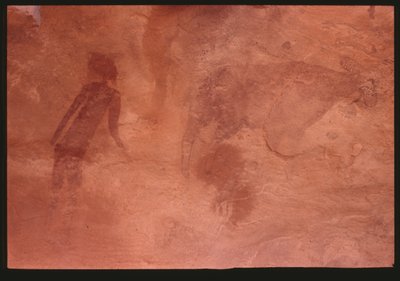 Lidská postava a býk (skalní malba) od Prehistoric