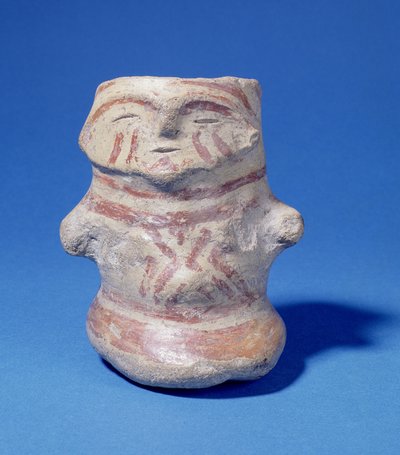Nádoba v lidském tvaru, Hacilar, Turecko, cca 5500 př. n. l. (malovaná keramika) od Prehistoric