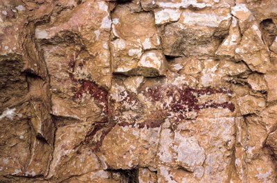 Běžící koza, druhohorní období, Španělsko, jeskyně Remigia, Barranco de la Gasulla, Ares del Maestre (malba) od Prehistoric Prehistoric
