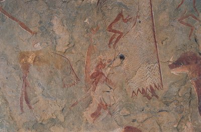 Lidské a zvířecí postavy (jeskynní malba) od Prehistoric Prehistoric