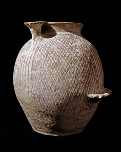 Prehistoire: polychromovaná keramická váza z Jericha. 3000-2100 před naším letopočtem. Ammán, Archeologické muzeum, Jordánsko od Prehistoric Prehistoric