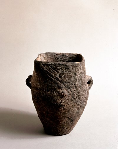 Pravěk: terakotová váza se čtvercovým otvorem z neolitu z Caverna Delle Arene v Candide (Ligurie). Pegli, Muzeum Villa Pallavicini od Prehistoric Prehistoric