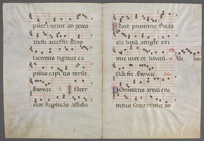 Bifolium z antifonáře: Hudba od Primo Miniatore di San Domenico