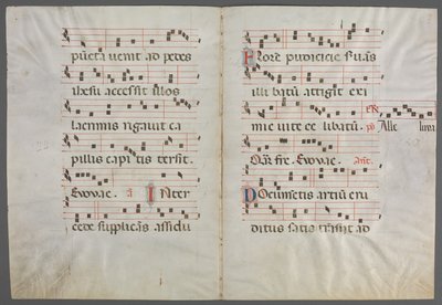 Bifolium z antifonáře: Hudba, c. 1320-1340. od Primo Miniatore di San Domenico