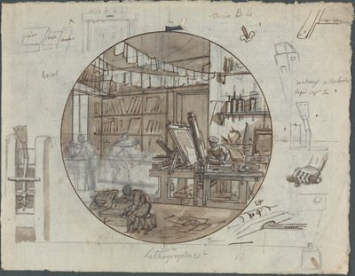 Litografická dílna od Probably French 19th Century