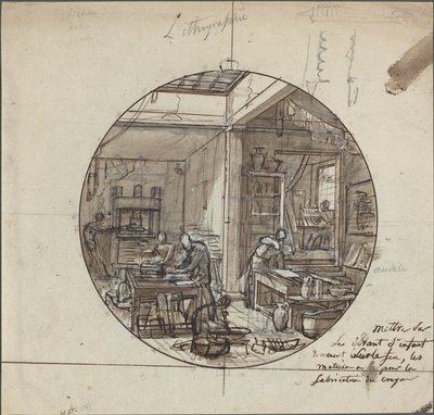 Litografická dílna od Probably French 19th Century