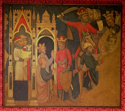Zajetí izraelského krále Jehojakina, rekonstrukce nástěnné malby původně v Malované komoře Westminsterského paláce od Professor Ernest Tristram