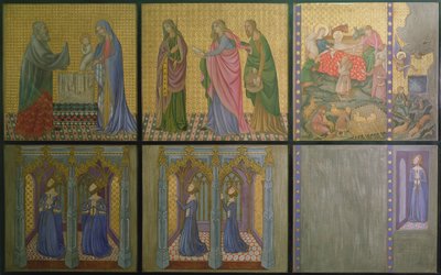 Rekonstrukce zdi malba původně v kapli sv. Štěpána, zobrazující královnu Filipu (asi 1314-69) a její dcery od Professor Ernest Tristram