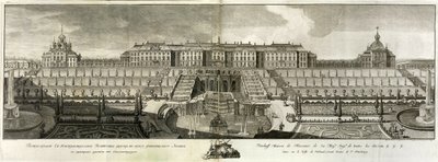 Pohled na Velký palác v Peterhof, 1761 od Prokofy Artemyevich Artemyev