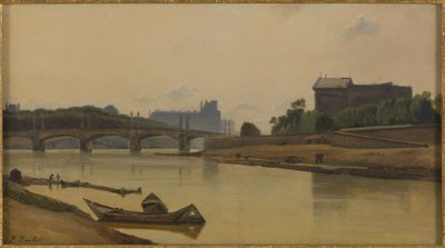 Le pont de la Concorde vu du quai de la Conférence, asi 1830, asi 1830 (olej na plátně) od Prosper Barbot